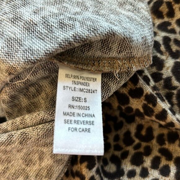 Emory Park Leopard Cheetah Animal Print Crop Cropped Long Sleeve Shirt‎ small - Picture 7 of 7